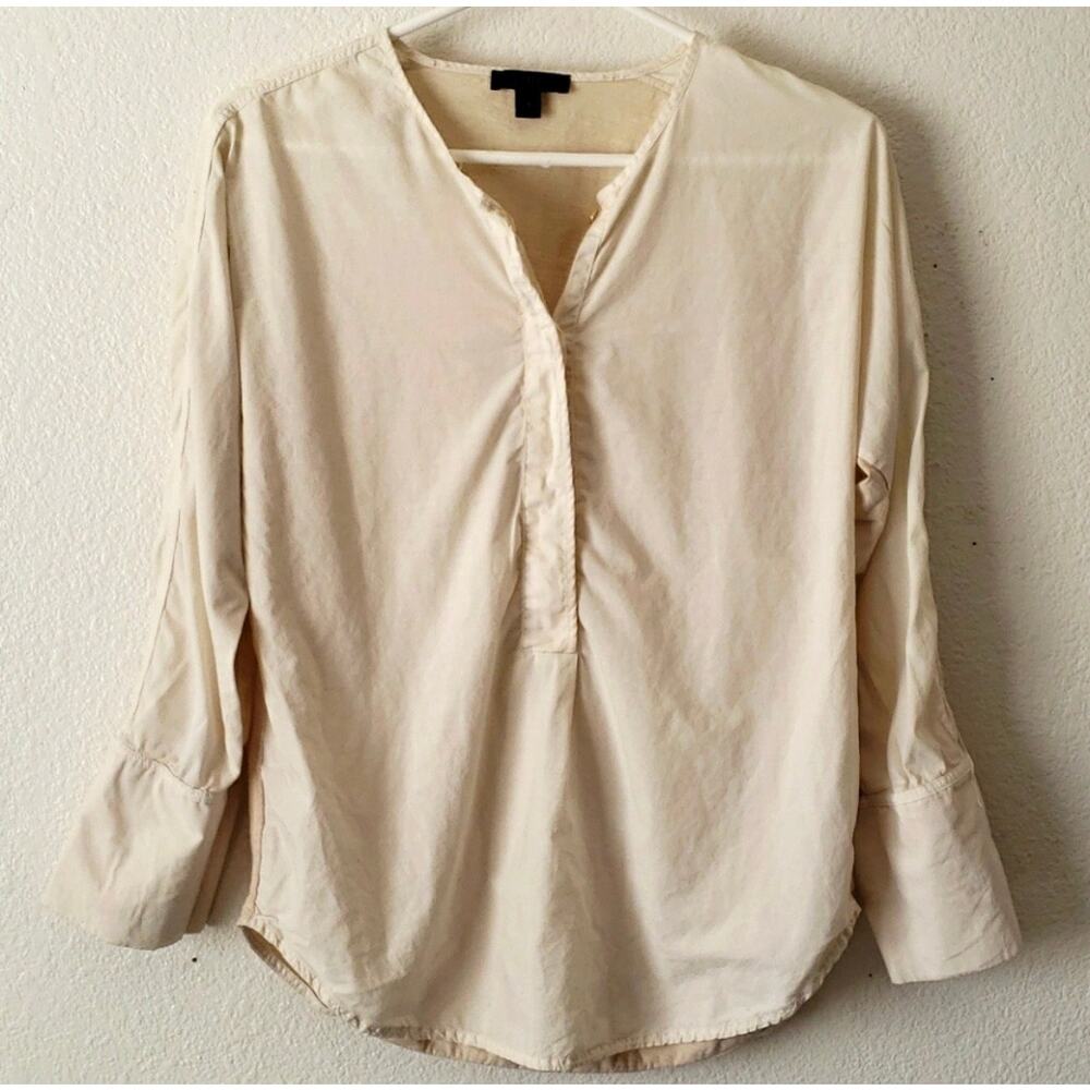 J. Crew Placket Front Top w/Knit Back Sz S